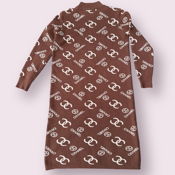 CHANEL CC Logo Monogram Sweater Dress - Picture 8 of 9